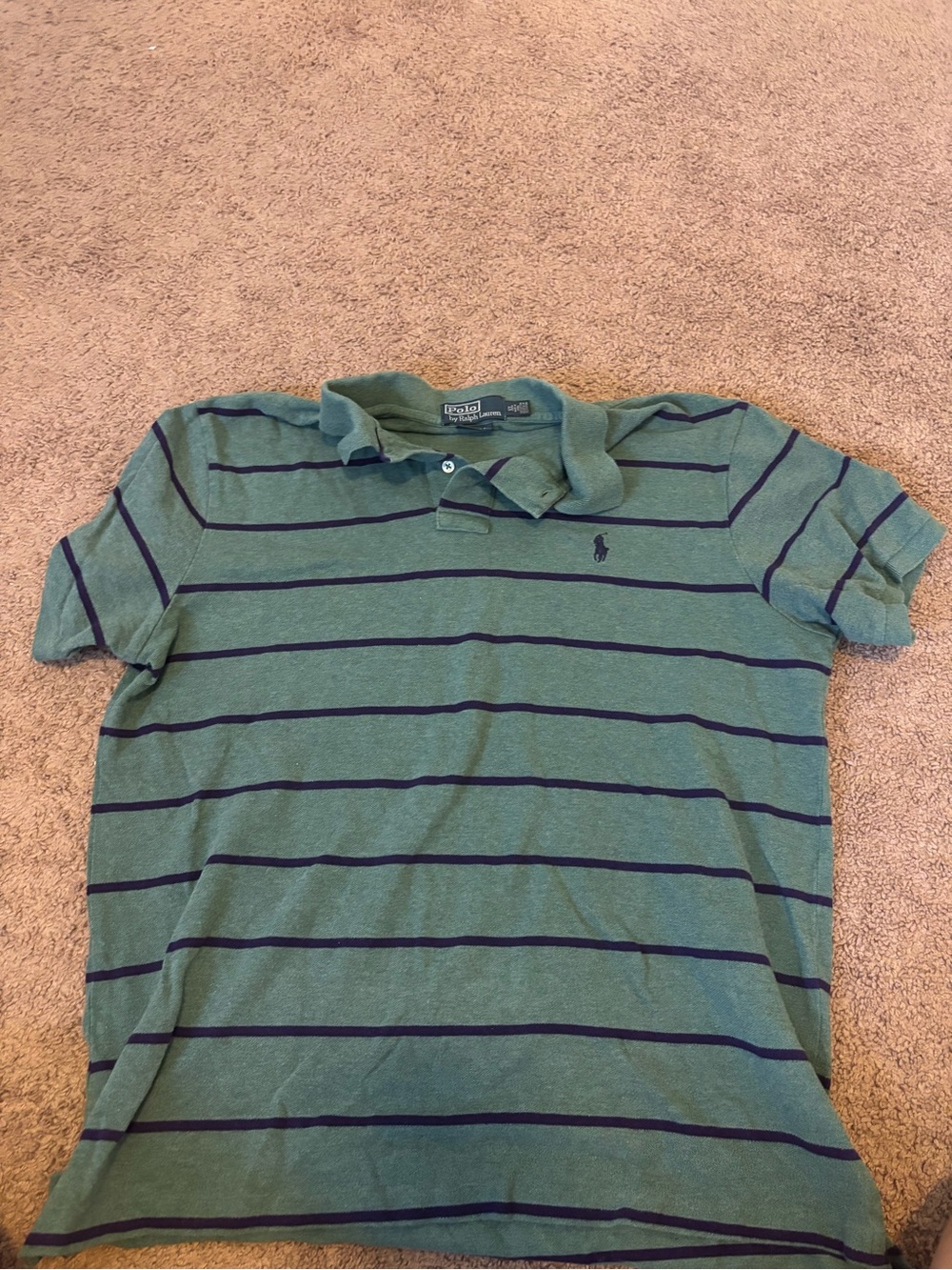 Ralph Lauren Green Polo with Navy Stripes